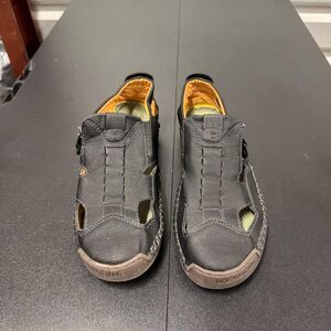 Greks Men's Black and Grey leather Sandals